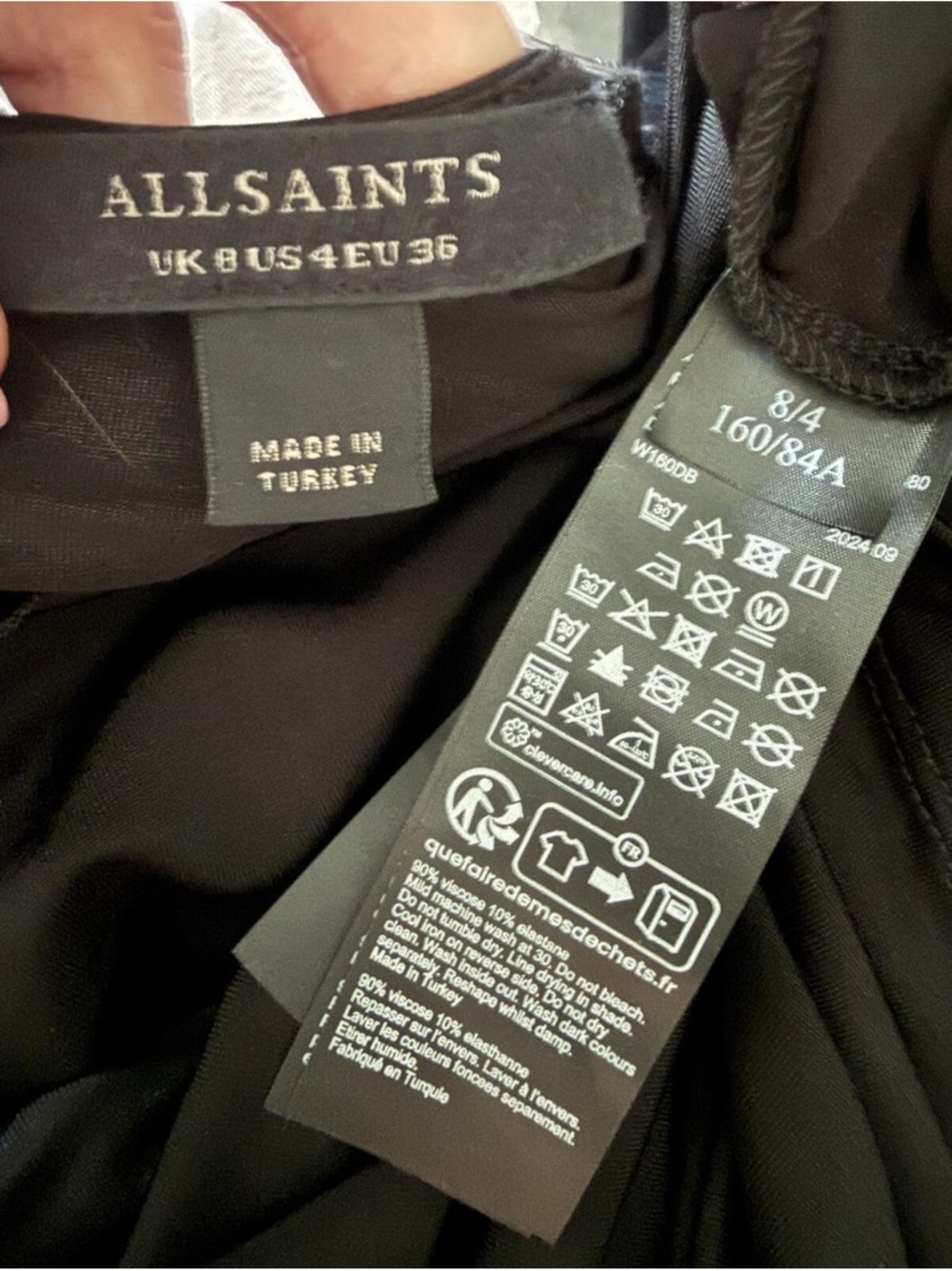 AllSaints Black Draped Long-Sleeve Mini Dress - Picture 7 of 8